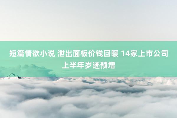 短篇情欲小说 泄出面板价钱回暖 14家上市公司上半年岁迹预增