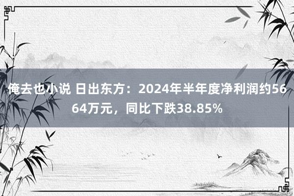 俺去也小说 日出东方：2024年半年度净利润约5664万元，同比下跌38.85%