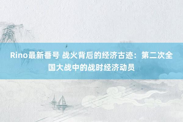 Rino最新番号 战火背后的经济古迹：第二次全国大战中的战时经济动员