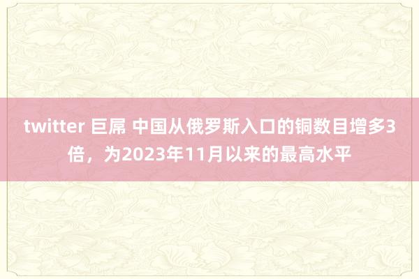 twitter 巨屌 中国从俄罗斯入口的铜数目增多3倍，为2023年11月以来的最高水平