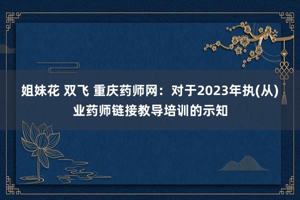 姐妹花 双飞 重庆药师网：对于2023年执(从)业药师链接教导培训的示知